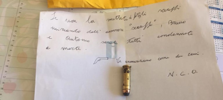 Lauro, proiettile in busta al Comando vigili urbani