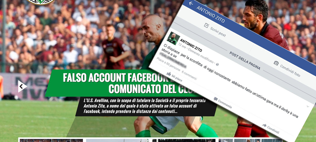 Avellino Calcio – Zito come Pestrin: un falso account Facebook genera il caos