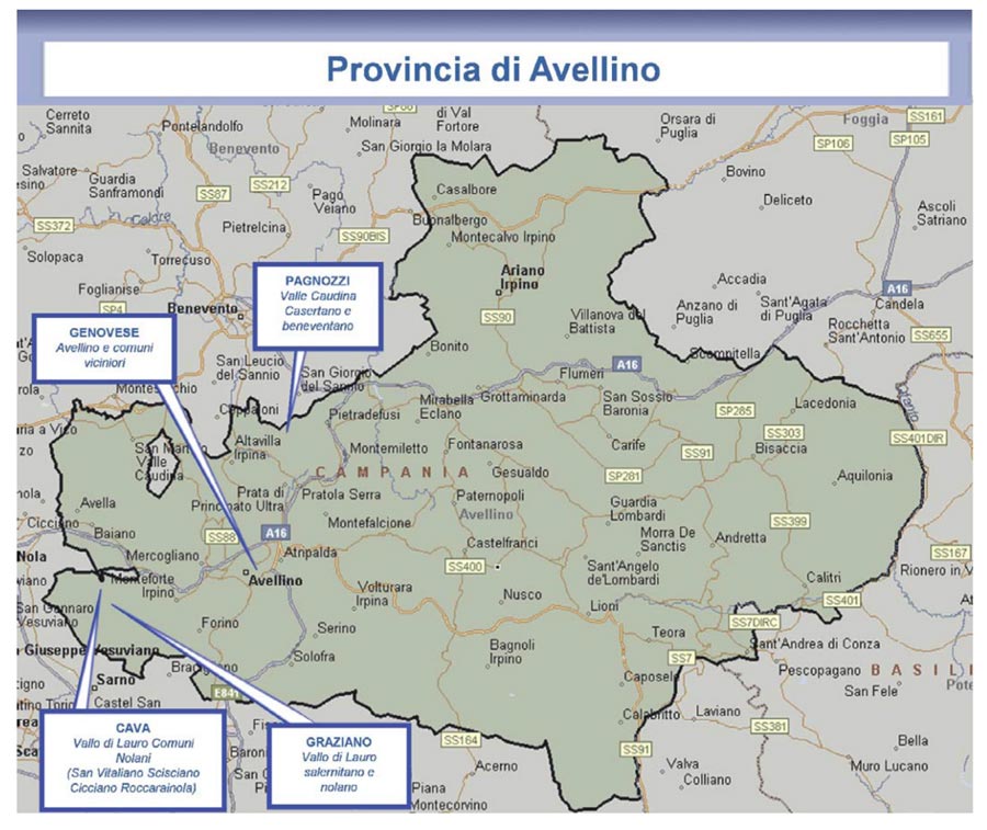 La mappa della mala in Irpinia