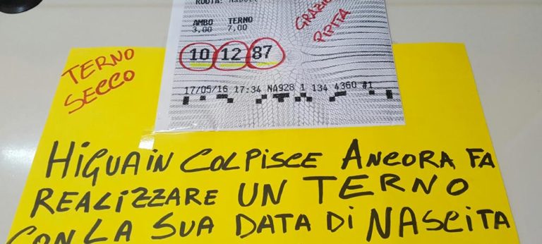 Lotto, vinti oltre 30mila in Irpinia grazie a Gonzalo Higuain