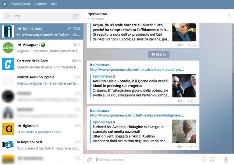 Irpinianews.it sbarca su Telegram, gli aggiornamenti sulle nostre principali notizie direttamente sul tuo telefono