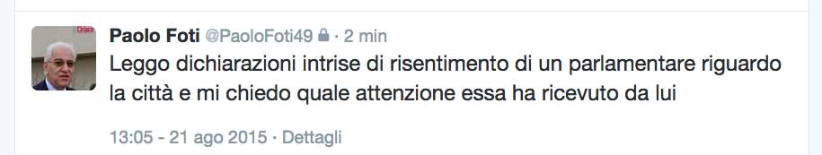 Il tweet di Foti
